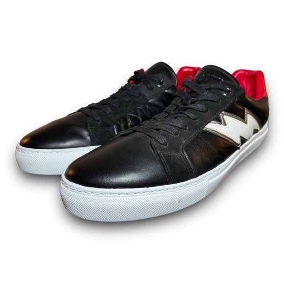 Zadig & Voltaire Red, Black and White Lightning Bolt Leather Sneakers Size 44 - Picture 3 of 15